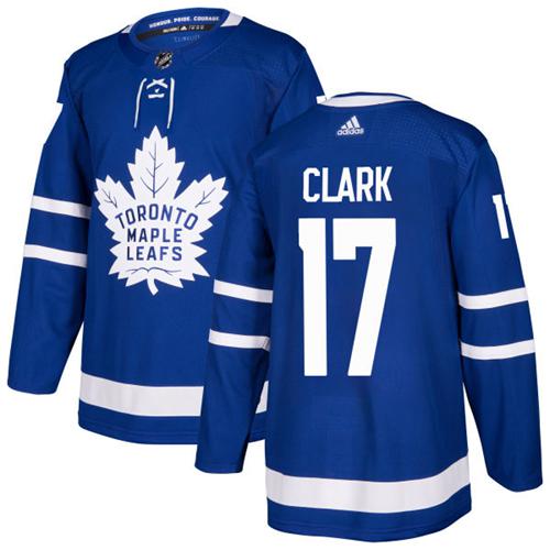 Adidas Maple Leafs #17 Wendel Clark Blue Home Authentic Stitched NHL Jersey - Click Image to Close